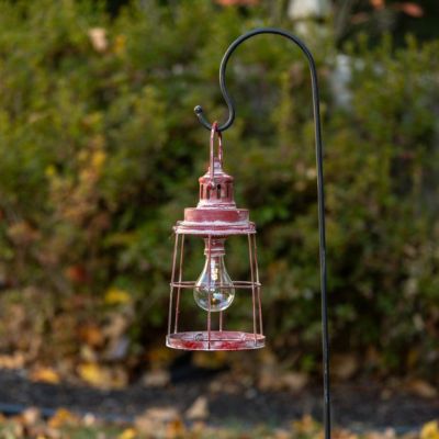 Rustic Aged Red Metal Hanging Lantern Light