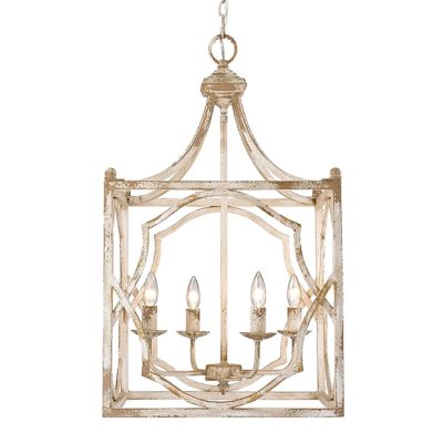 Rustic Antique Ivory 4 Light Pendant Light