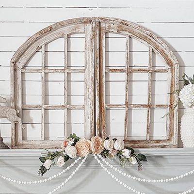 Rustic Arched Wood Window Frame Set of 2