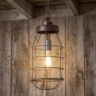 Rustic Barn Cage Pendant Light