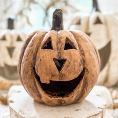 Rustic Big Mouth Terracotta Pumpkin 8 Inch
