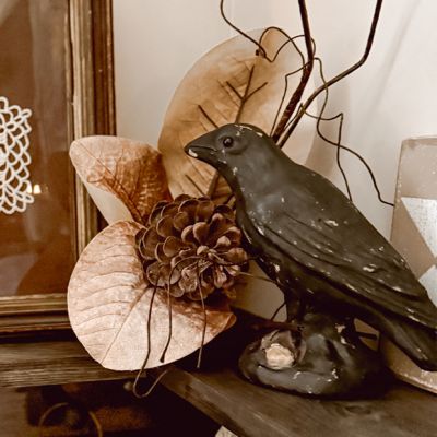 Rustic Black Crow Figurine 6.5 Inch