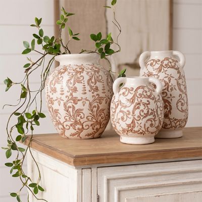 Rustic Blossom Ceramic Vase