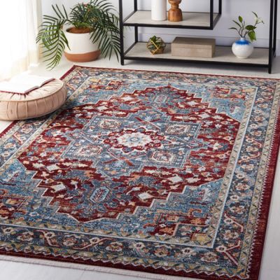 Rustic Blue/Red Diamond Pattern Area Rug