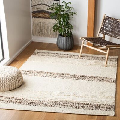 Rustic Cabin Stripe Brown/Ivory Area Rug