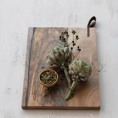 Rustic Charcuterie Board With Leather Handle