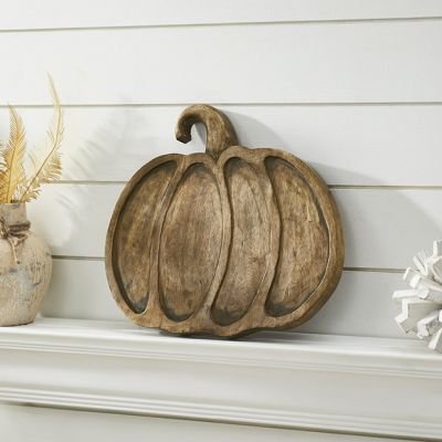 Rustic Charms Decorative Wooden Pumpkin Tray