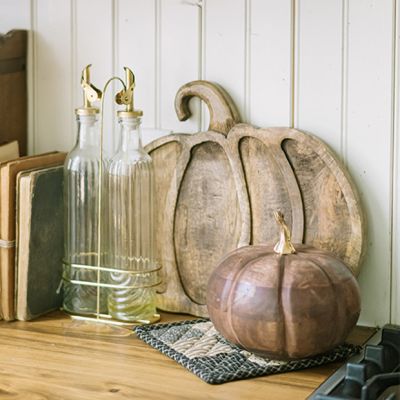 Rustic Charms Decorative Wooden Pumpkin Tray