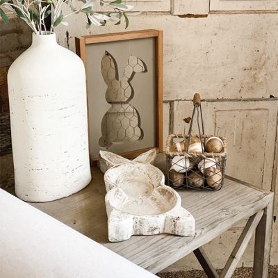 Rustic Chic Bunny Dough Bowl 14 inch