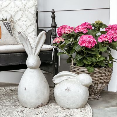 Rustic Chic Simple Bunny Sculpture Set of 2