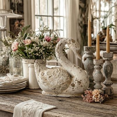 Rustic Chic Textured Swan Figure