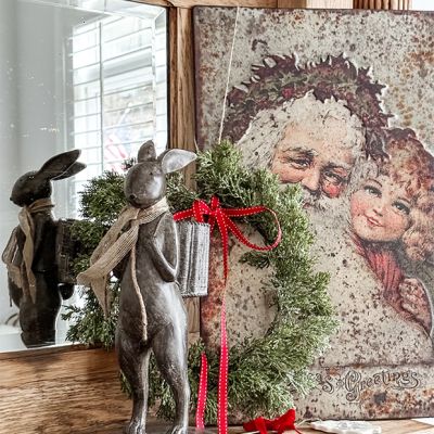 Rustic Christmas Greetings Metal Sign