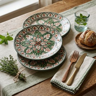 Rustic Cottage Painted Stoneware Salad Plate