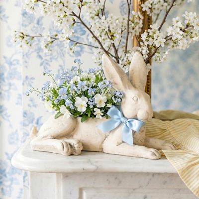 Rustic Cream Bunny Planter