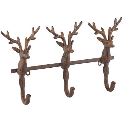Rustic Deer Head Wall Hook Rack