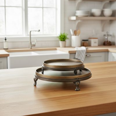 Rustic Elegance Footed Iron Display Trays Set of 2