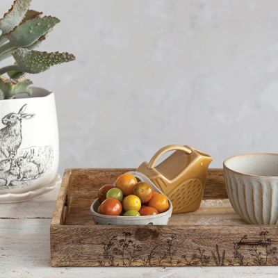 Rustic Etched Botanical Serving Tray
