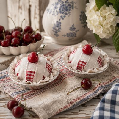 Rustic Fabric Cherry Pie Accent Piece