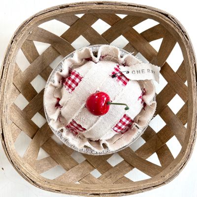 Rustic Fabric Cherry Pie Accent Piece
