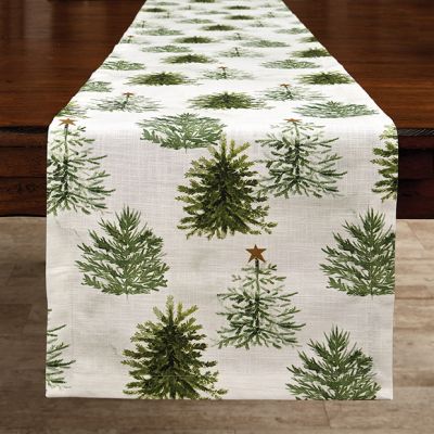 Rustic Farmhouse Christmas Trees Table Runner