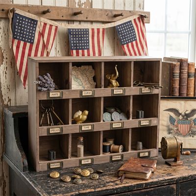 Rustic Farmhouse Cubby Box Organizer