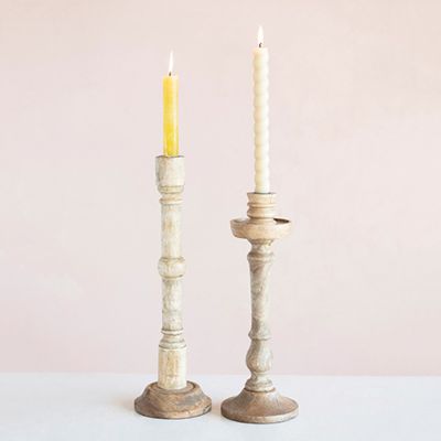 Rustic Farmhouse Mango Wood Taper Holder