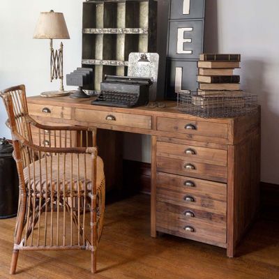 Rustic Farmhouse Map Drawer Desk