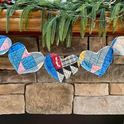 Rustic Farmhouse Quilted Heart Garland