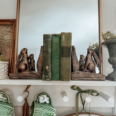 Rustic Farmhouse Rabbit Bookends