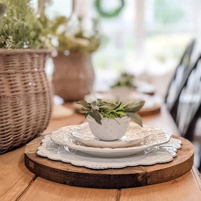Rustic Farmhouse Round Wooden Lattice Charger Plat