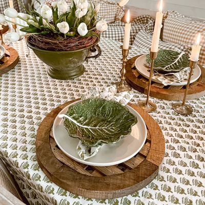 Rustic Farmhouse Round Wooden Lattice Charger Plate