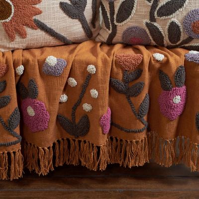Rustic Floral Pops Fringed Throw Blanket