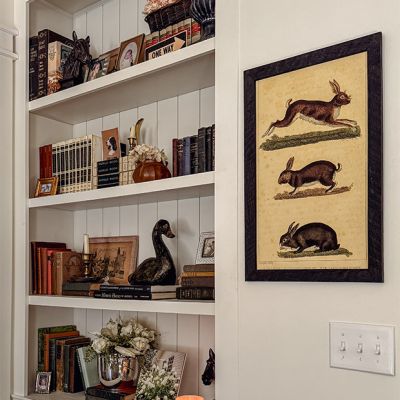 Rustic Framed French Rabbit Trio Wall Art