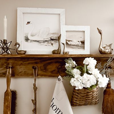 Rustic Framed Mute Swans Wall Art