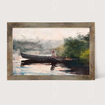 Rustic Framed Paddling on The Lake Wall Art