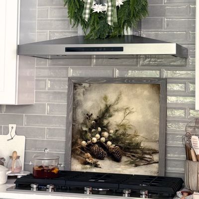 Rustic Framed Pine and White Berries Wall Art