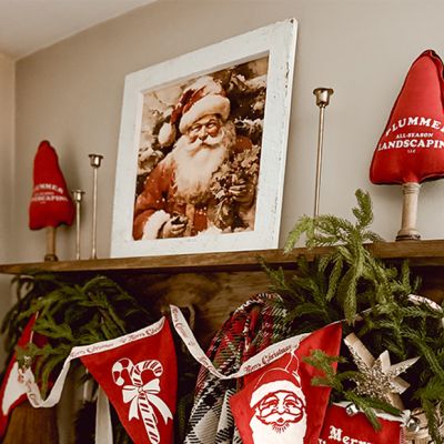 Rustic Framed Santa Smiling Square Wall Art