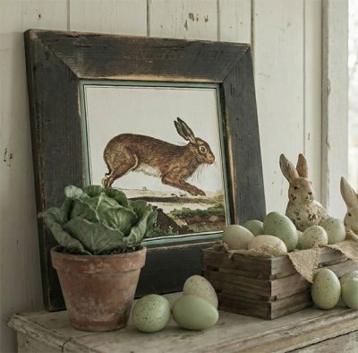 Rustic Framed Vintage Brown Bunny Wall Art