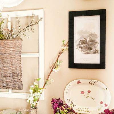 Rustic Framed Vintage Bunnies Illustration Wall Art