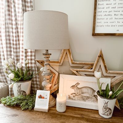 Rustic Framed Vintage Long Ear Bunny Wall Art