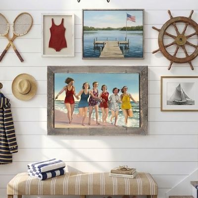 Rustic Framed Vintage Running on the Beach Wall Art