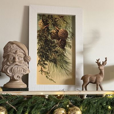 Rustic Framed Vintage Small Pine Cones Wall Art