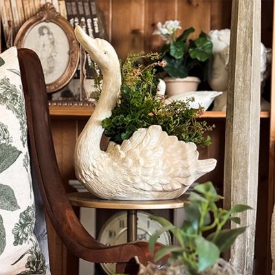 Rustic Goose Planter Looking Up