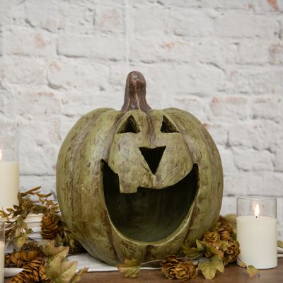 Rustic Green Big Mouth Jack O Lantern