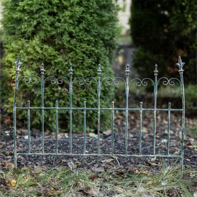 Rustic Green Metal Scroll Garden Gate
