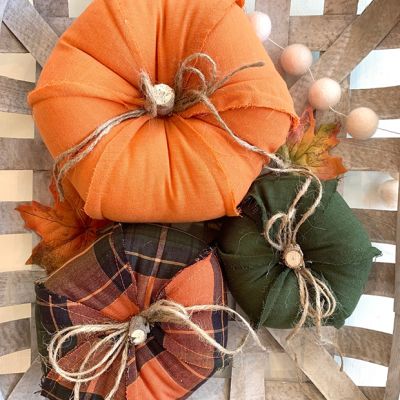 Rustic Harvest Primitive Fabric Pumpkins Set of 3