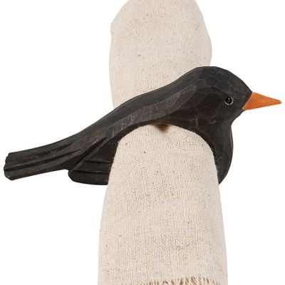 Rustic Harvest Wood Crow Napkin Ring Set of 4