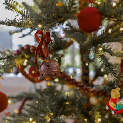 Rustic Holiday Antiqued Metal Bell Ornaments Boxed Set of 12