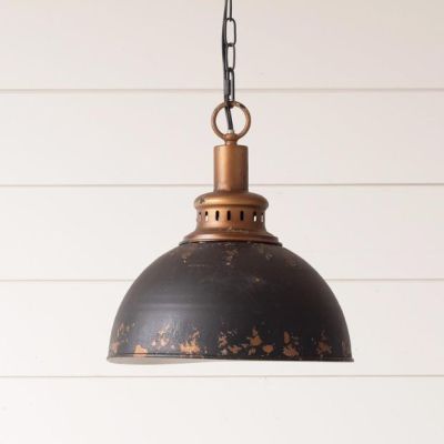 Rustic Industrial Metal Dome Pendant