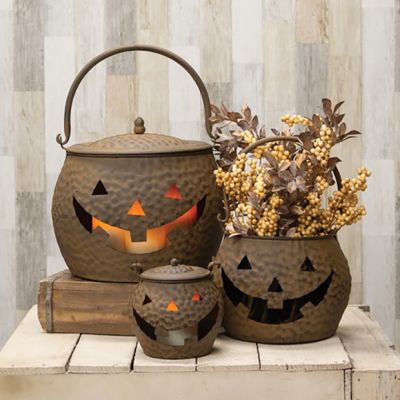 Rustic Jack O Lantern Cauldrons Set of 3